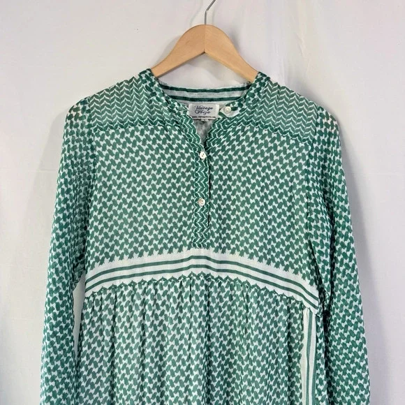 Vintage Ibiza Long Sleeve Cotton Maxi Dress Small Peasant Boho Trad Cottage core - Picture 2 of 11